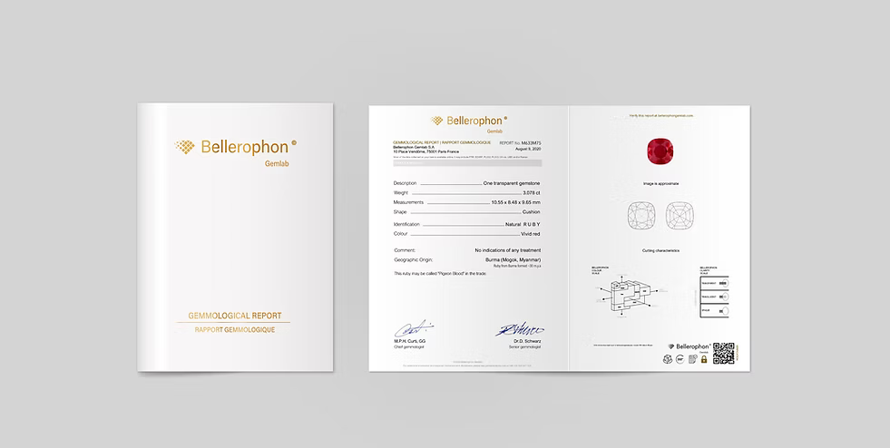 Certificat gemmologique Bellerophon